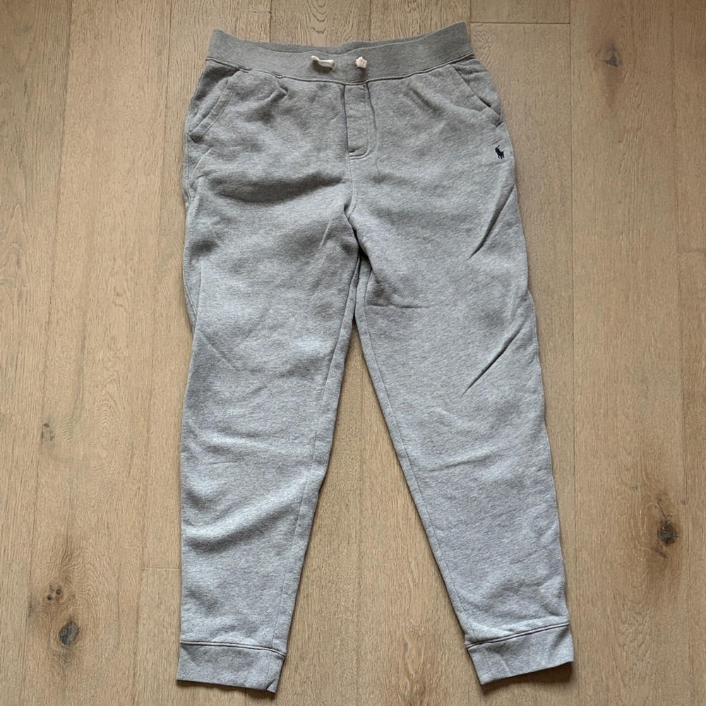 EUC polo ralph lauren big boy's fleece joggers grey heather size XL (18-20)